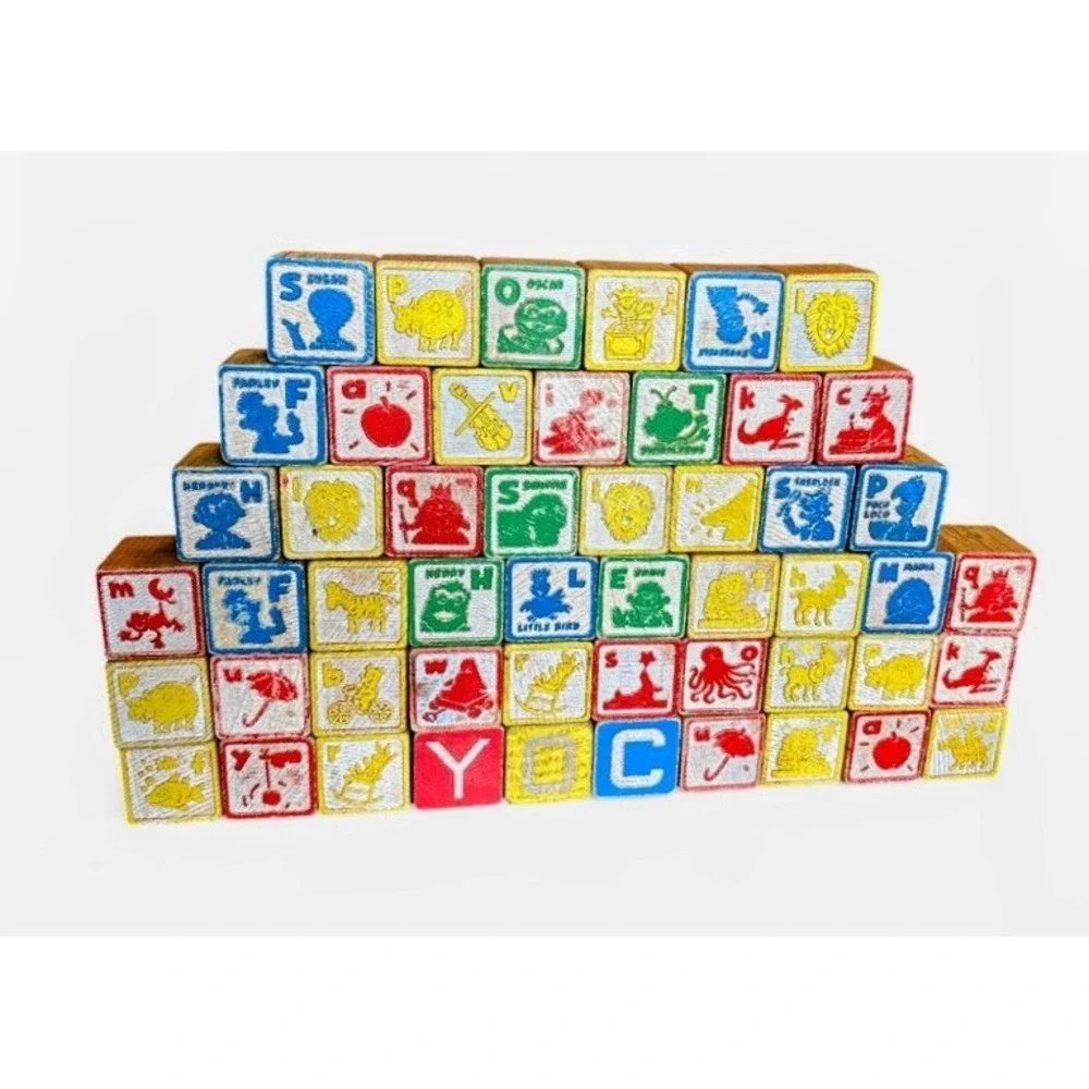 Vintage Disney Wooden Blocks,lot of 51